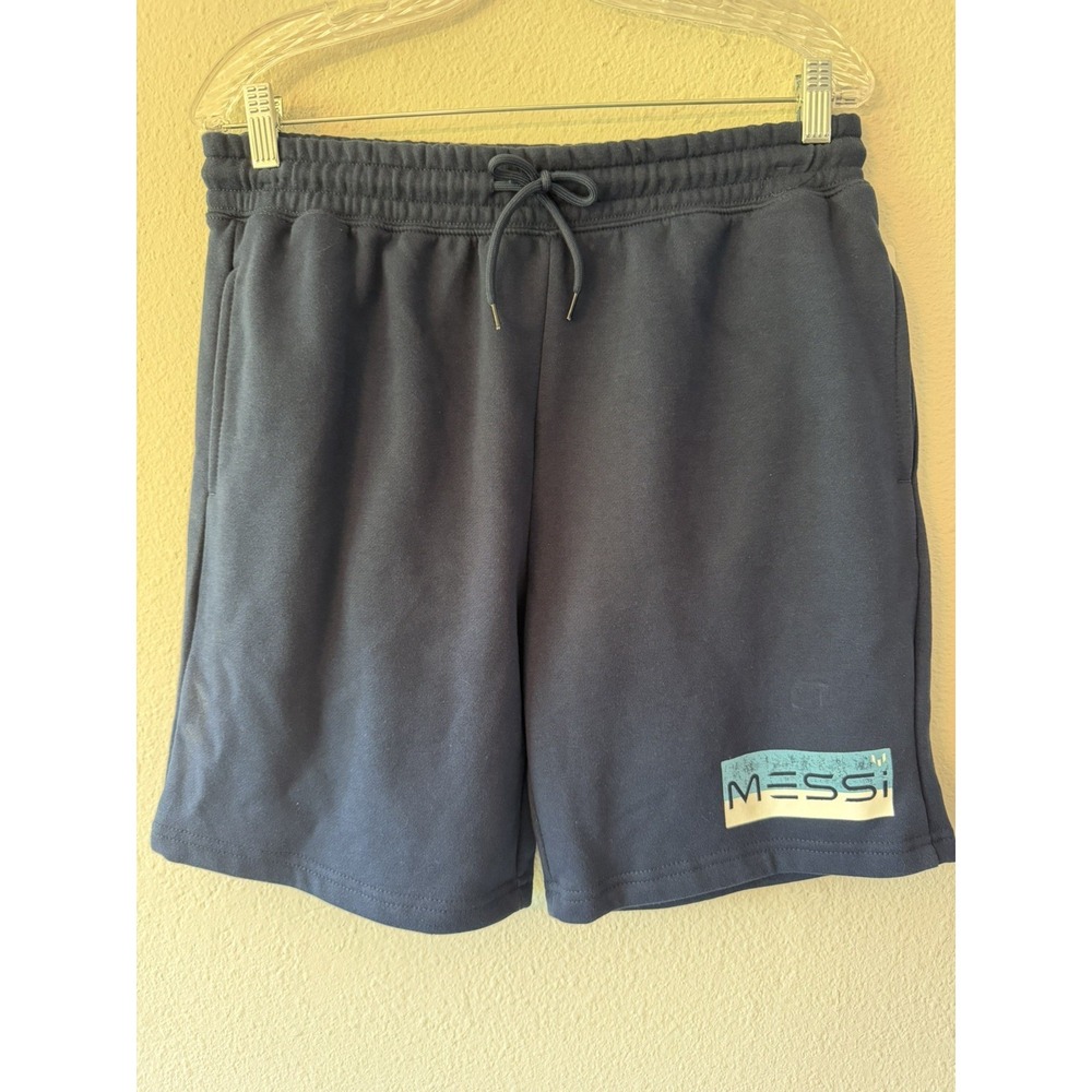 Messi Collection Argentina Mens‎ Soccer Navy Sweat Shorts With Pockets Size M